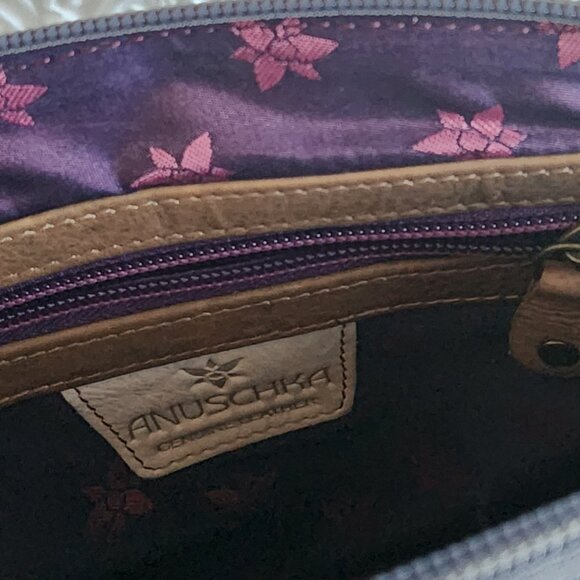 ANUSCHKA SUNSET PAISLEY HAND PAINTED LEATHER HANDBAG WITH CROSSBODY STRAP NEW - Picture 8 of 14